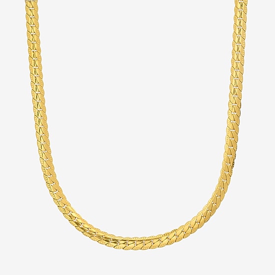 Steeltime Mens 18K Gold Over Stainless Steel Hypoallergenic 24 Inch Curb Chain Necklace