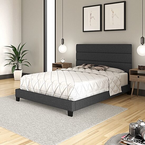 Raleigh Upholstered Wooden Platform Bed