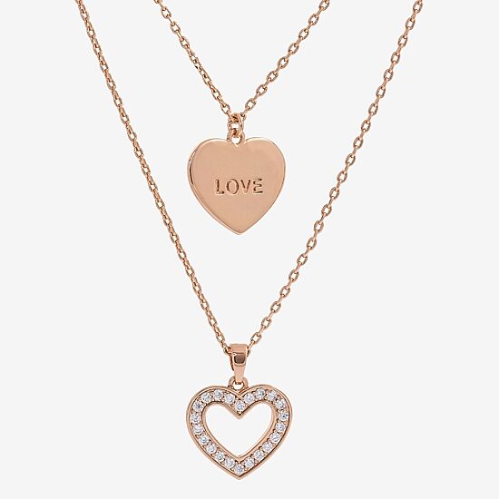 Sparkle Allure Womens Cubic Zirconia 18K Rose Gold Over Brass 16 Inch Strand Necklace