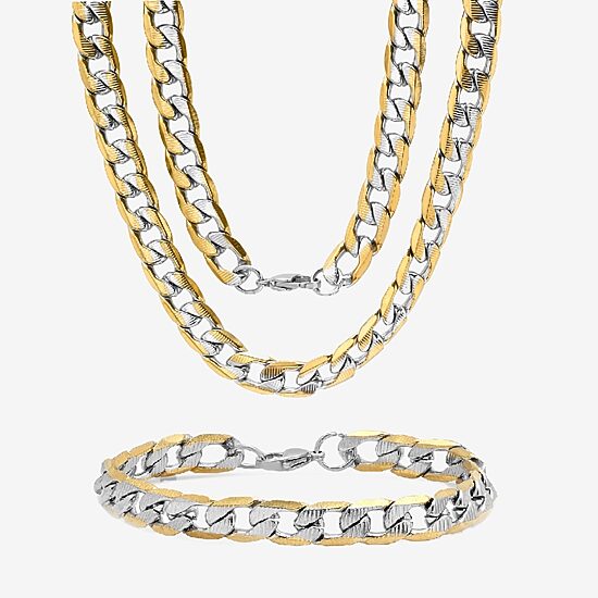 Steeltime Mens 18K Gold Over Stainless Steel Hypoallergenic 2-pc. Jewelry Set