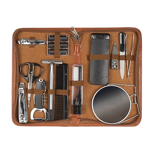 Harry D. Koenig Men's Deluxe 16pc Travel Kit, One Size, Black