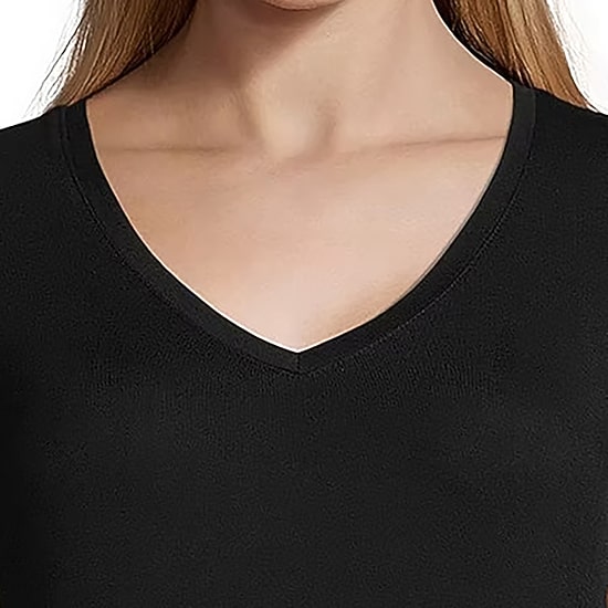 Ambrielle Womens V Neck Short Sleeve Pajama Top