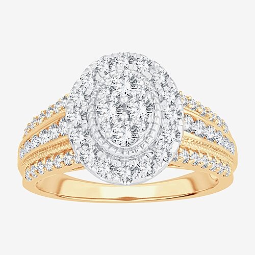 Womens 1 CT.T.W. Natural Diamond 10K or 14K Gold Oval Halo Engagement Ring, 8