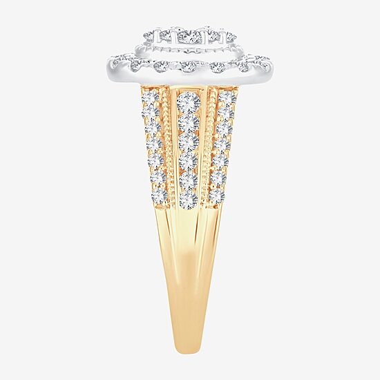 Womens 1 CT.T.W. Natural Diamond 10K or 14K Gold Oval Halo Engagement Ring