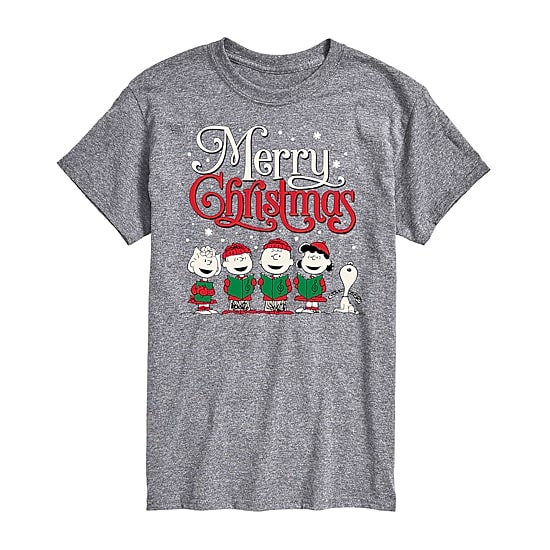 Mens Short Sleeve Peanuts Christmas Graphic T-Shirt