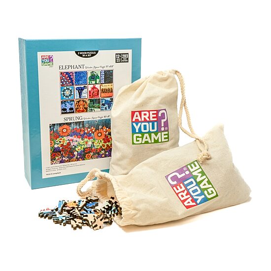 Areyougame.Com Wooden Set Elephant & Sprung 406 Pcs Puzzle