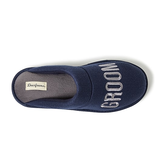 Dearfoams Mens Memory Foam Slip-On Slippers