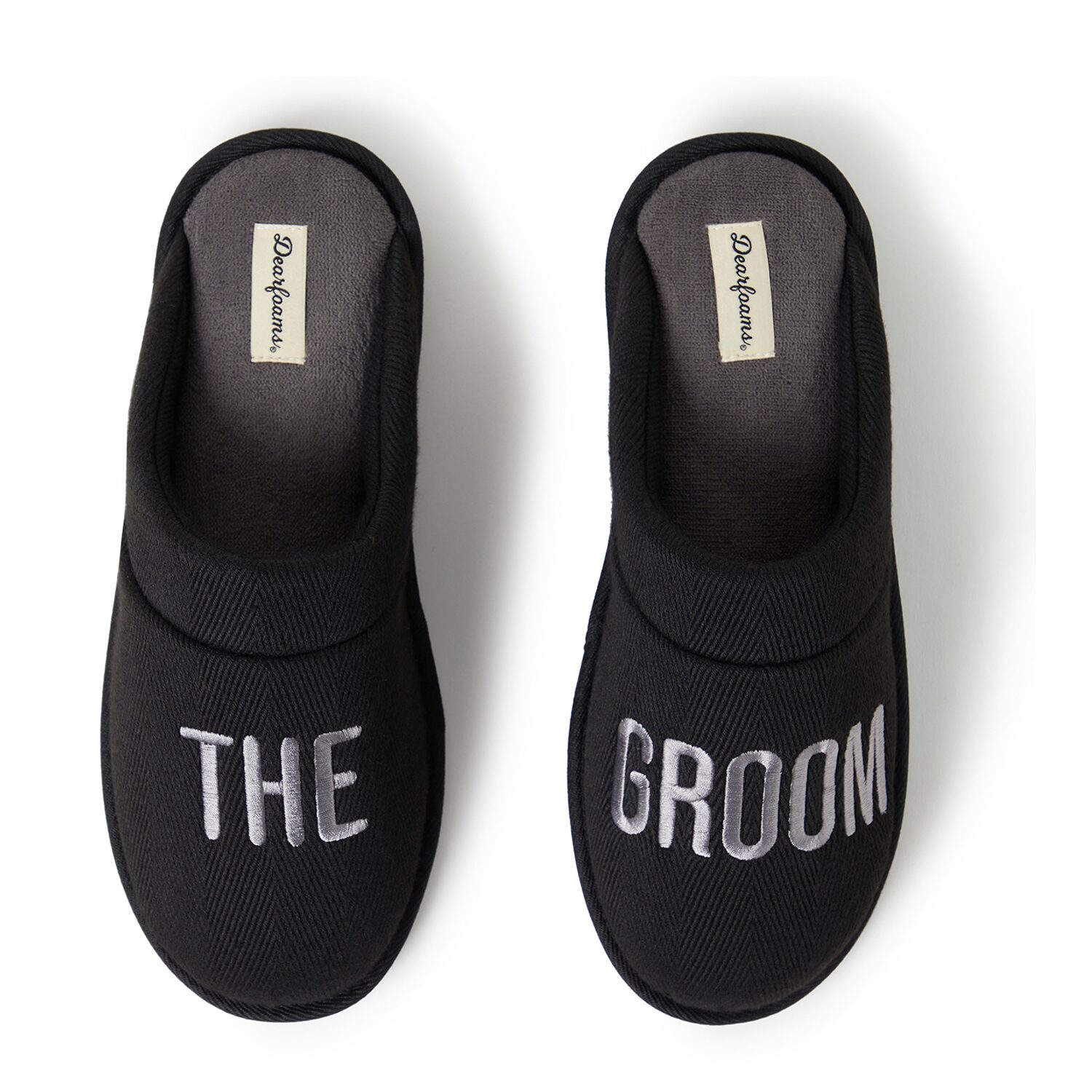 Dearfoams Mens Memory Foam Slip-On Slippers