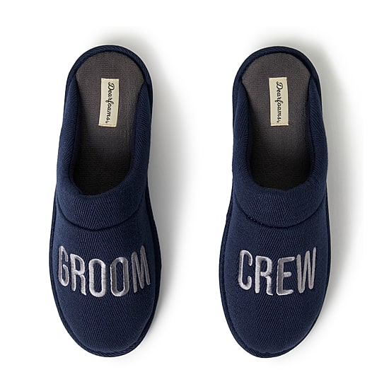 Dearfoams Mens Memory Foam Slip-On Slippers