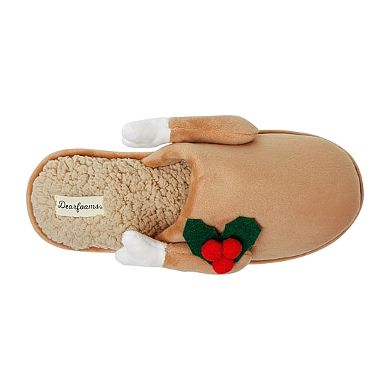 Dearfoams Mens Memory Foam Slip-On Slippers