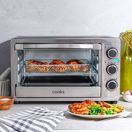 Cooks 6-Slice Brushed Stainless Steel Toaster Oven With Air Fry