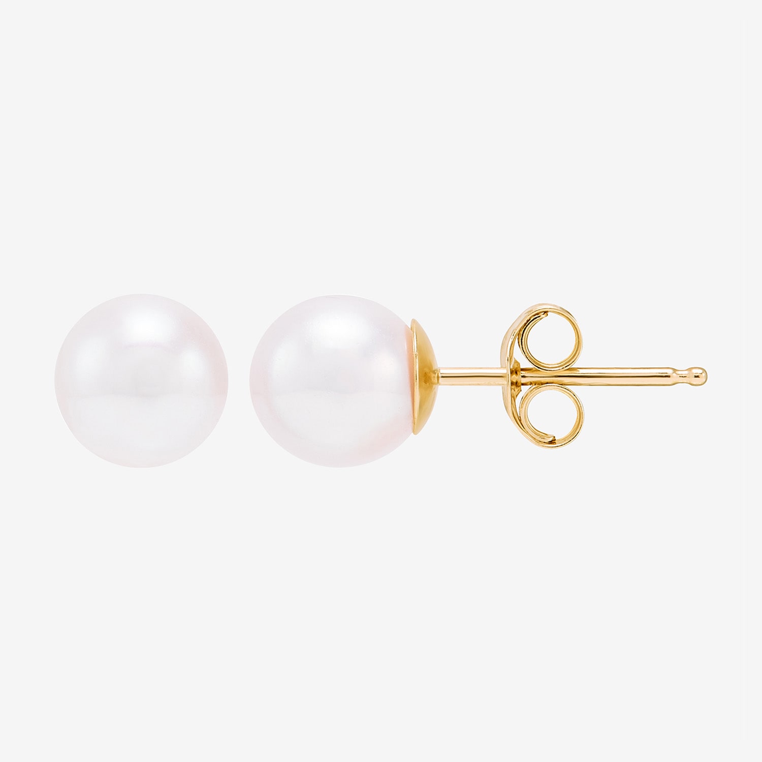 Certified Sofia™ 10K Gold 7-7.5mm Cultured Freshwater Pearl Stud Earrings