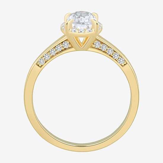 (H-I / Si1-Si2) Womens 1 CT. T.W. Lab Grown White Diamond 10K Gold Oval Halo Engagement Ring