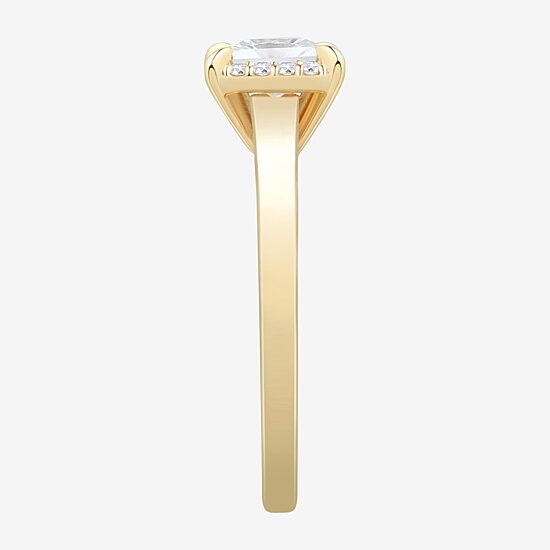 (H-I / Si1-Si2) Womens 1 CT. T.W. Lab Grown White Diamond 10K Gold Halo Engagement Ring