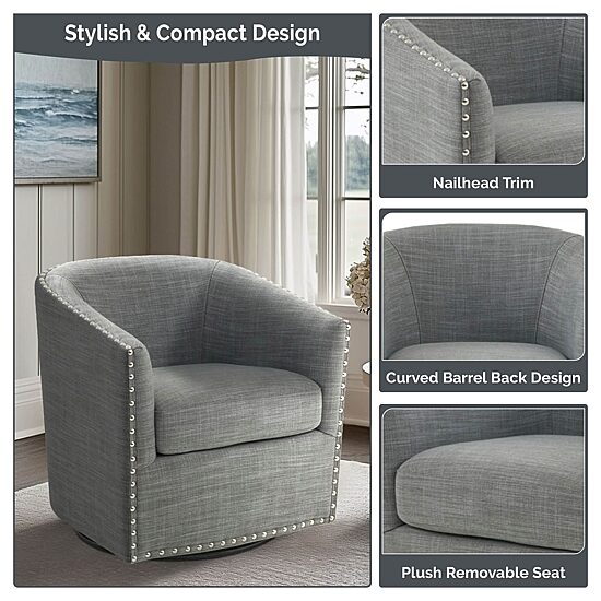 Madison Park Memo Living Room Collection Swivel Upholstered Armchair