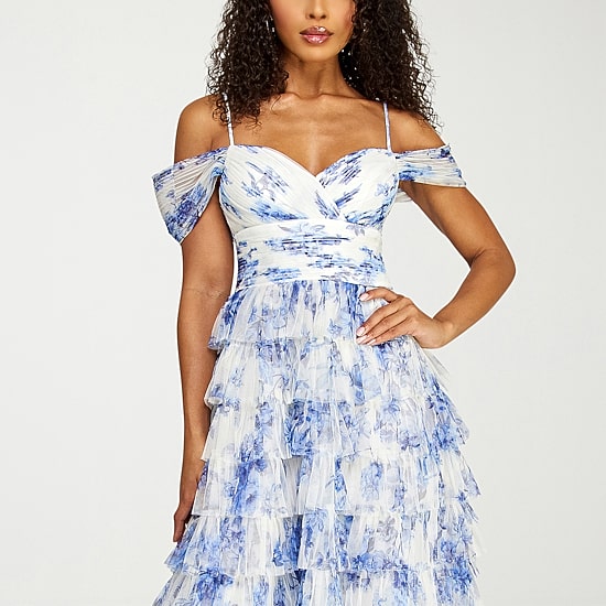 B. Smart Womens Juniors Sleeveless Floral Ball Gown