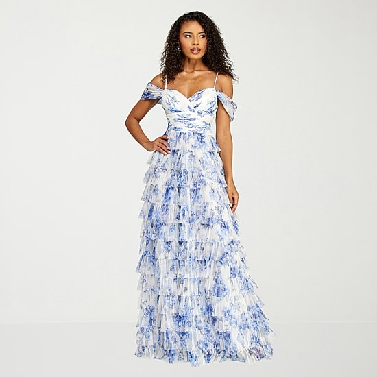B. Smart Womens Juniors Sleeveless Floral Ball Gown