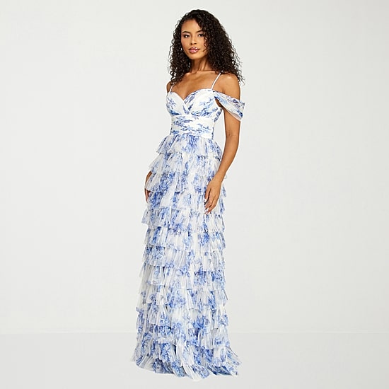 B. Smart Womens Juniors Sleeveless Floral Ball Gown