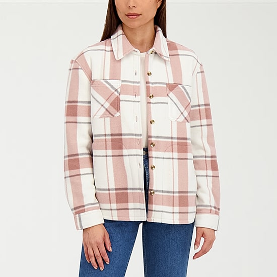 Hfx Womens Faux Fur Lightweight Shirt Jacket