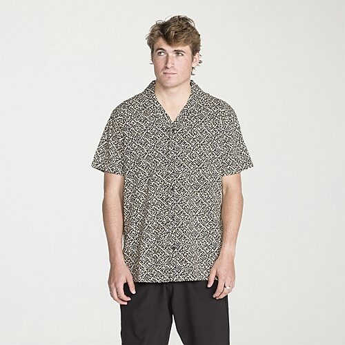 VOLCOM Mens Short Sleeve Regular Fit Button-Down Shirt, Large, Brown