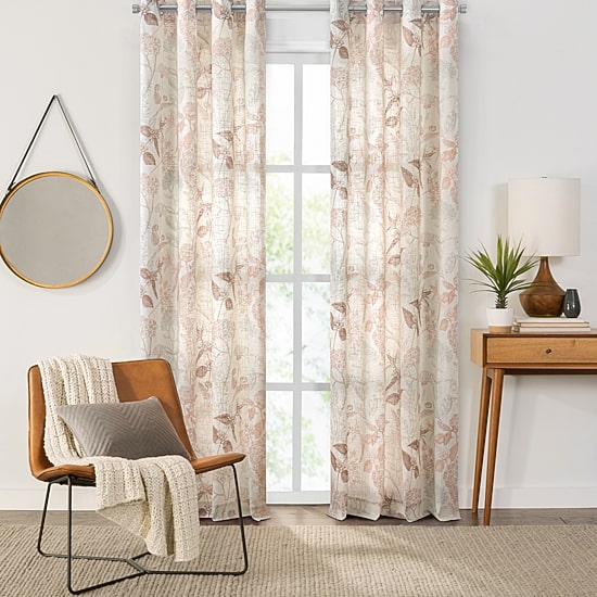 Fieldcrest Arden Garden Grommet Top Sheer Single Curtain Panel