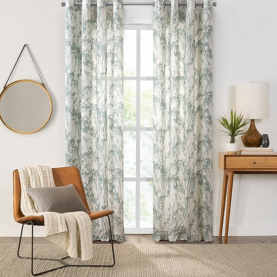 Fieldcrest Arden Botanical Grommet Top Sheer Single Curtain Panel