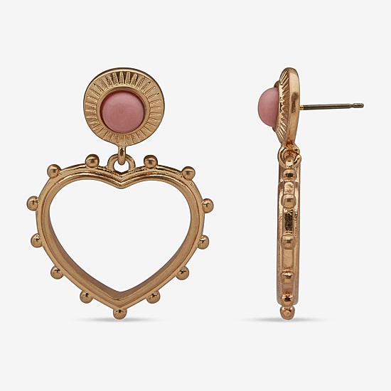 A.N.A Gold Tone Womens Heart Drop Earrings