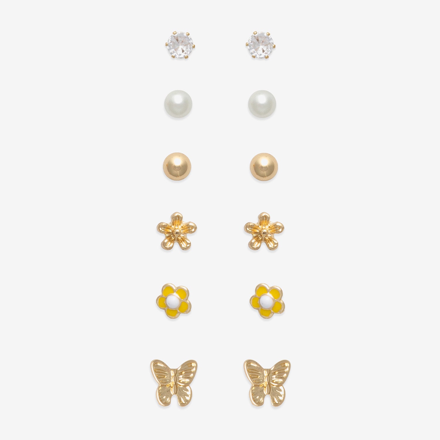 Mixit Womens Cubic Zirconia Butterfly Hypoallergenic 6 Pair Earring Set