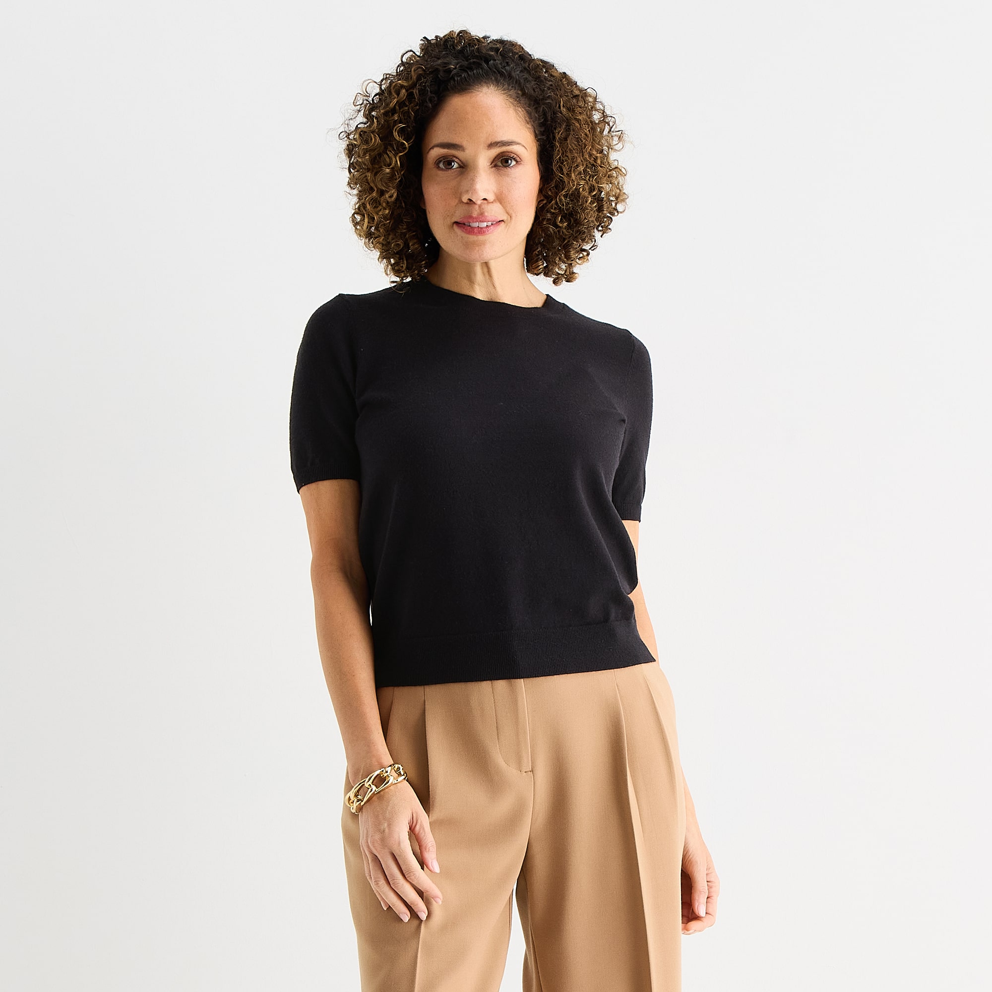 Liz Claiborne Tall Womens Crew Neck Short Sleeve Pullover Sweater