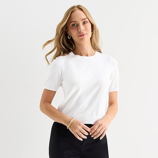 Liz Claiborne Tall Womens Crew Neck Short Sleeve Pullover Sweater