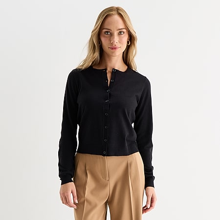 Liz Claiborne Womens V Neck Long Sleeve Open Front Tall Cardigan