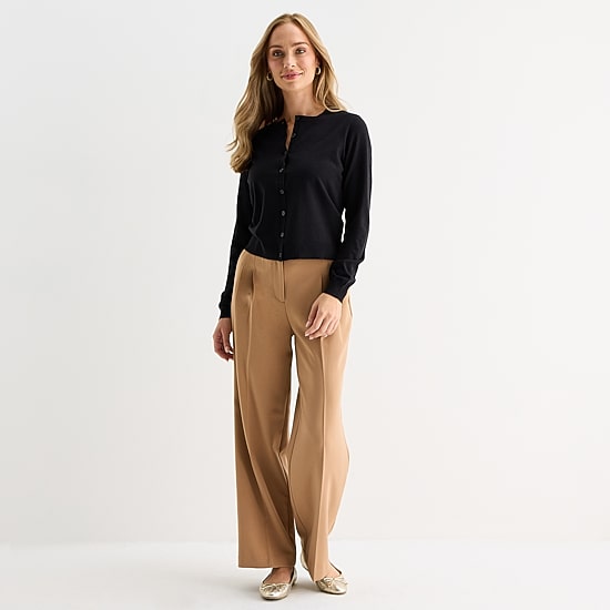 Liz Claiborne Womens Crew Neck Long Sleeve Tall Cardigan