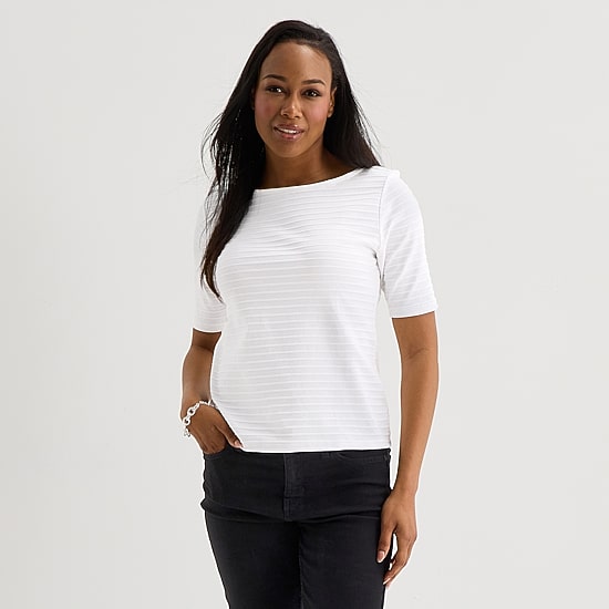 Liz Claiborne Womens Tall Boat Neck Short Sleeve T-Shirt