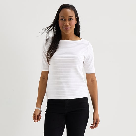 Liz Claiborne Womens Tall Boat Neck Short Sleeve T-Shirt