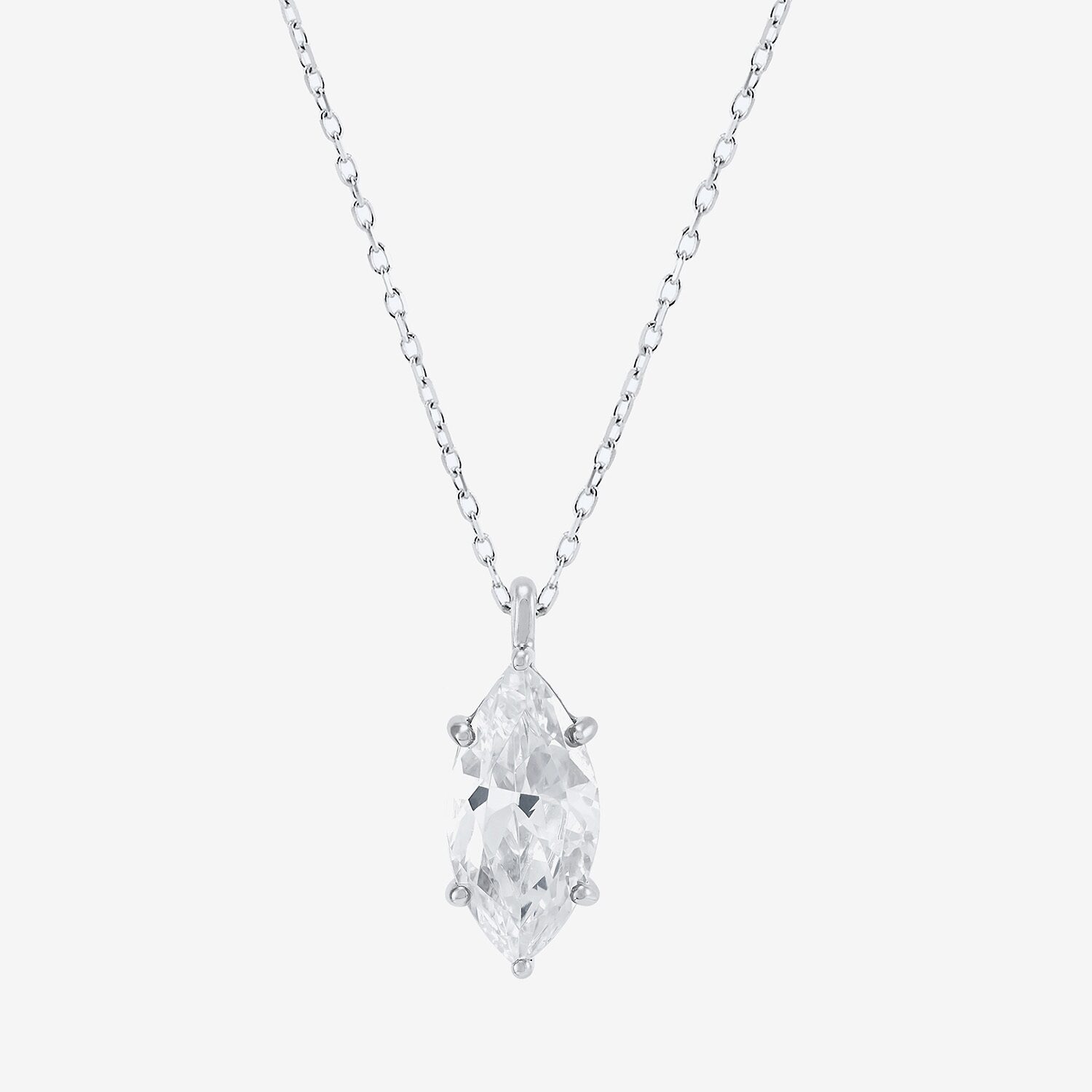( H-I/SI2 ) Womens 2 CT.  Lab-Grown White Diamond 14K Gold Marquise 18 Inch Pendant Necklace