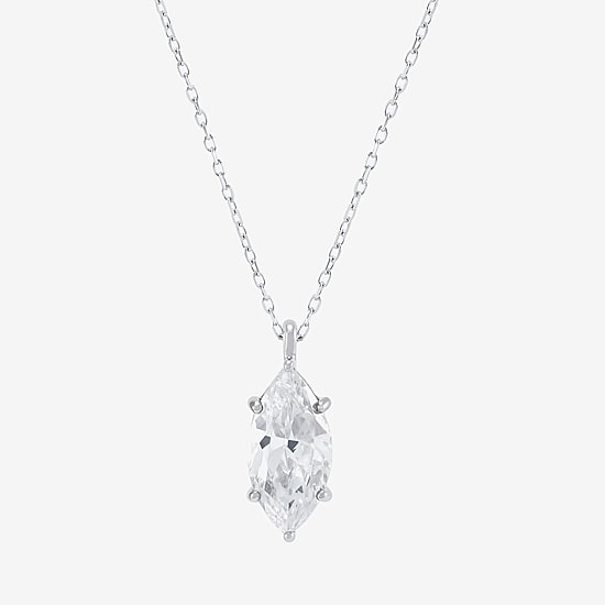 ( H-I/SI2 ) Womens 2 CT.  Lab-Grown White Diamond 14K Gold Marquise 18 Inch Pendant Necklace