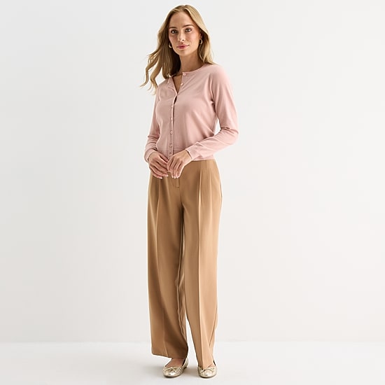 Liz Claiborne Womens Crew Neck Long Sleeve Button Cardigan