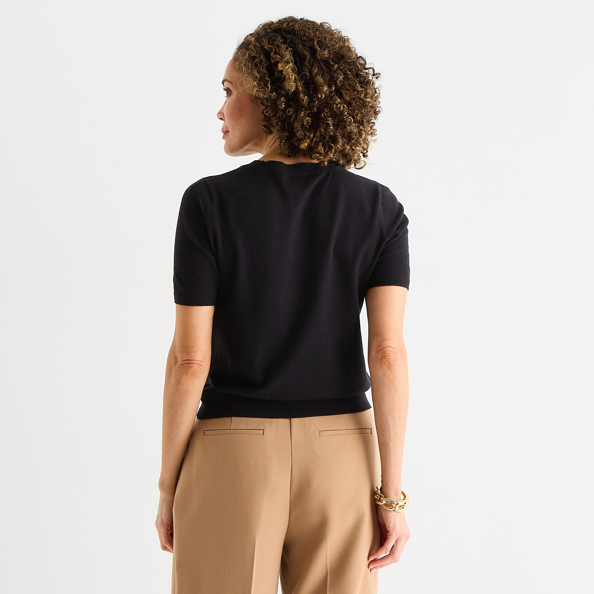 Liz Claiborne Womens Crew Neck Short Sleeve Pullover Sweater