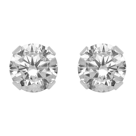 Gemstone 10K White Gold 4mm Round Stud Earrings
