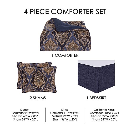 Five Queens Court Woodstock 4-pc. Damask + Scroll Extra Weight Comforter Set