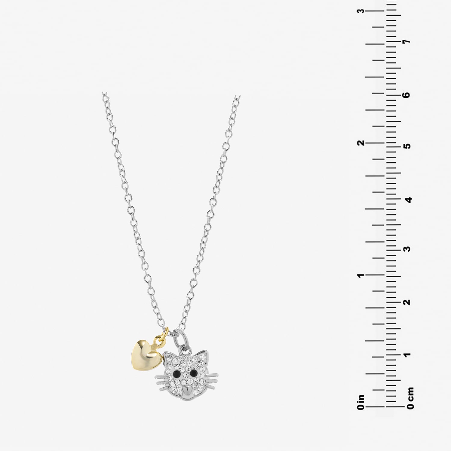 Sparkle Allure Cat Womens Crystal 14K Gold Over Brass Pure Silver Over Brass Heart 16 Inch Pendant Necklace