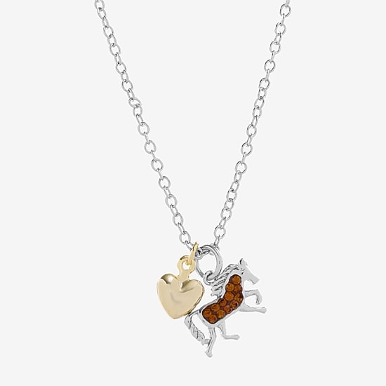 Sparkle Allure Horse Womens Brown Crystal 14K Gold Over Brass Pure Silver Over Brass 16 Inch Pendant Necklace