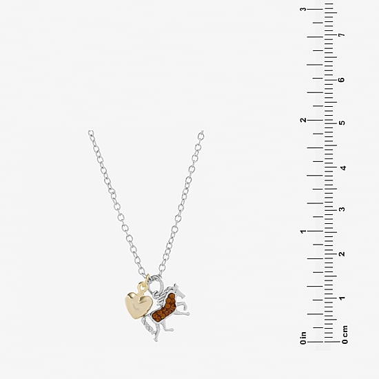 Sparkle Allure Horse Womens Brown Crystal 14K Gold Over Brass Pure Silver Over Brass 16 Inch Pendant Necklace
