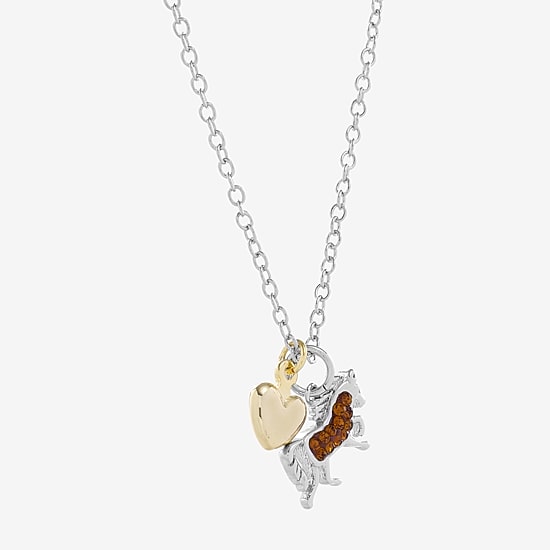 Sparkle Allure Horse Womens Brown Crystal 14K Gold Over Brass Pure Silver Over Brass 16 Inch Pendant Necklace
