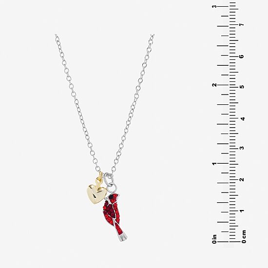 Sparkle Allure Womens Red Crystal 14K Gold Over Brass Pure Silver Over Brass Heart 16 Inch Pendant Necklace