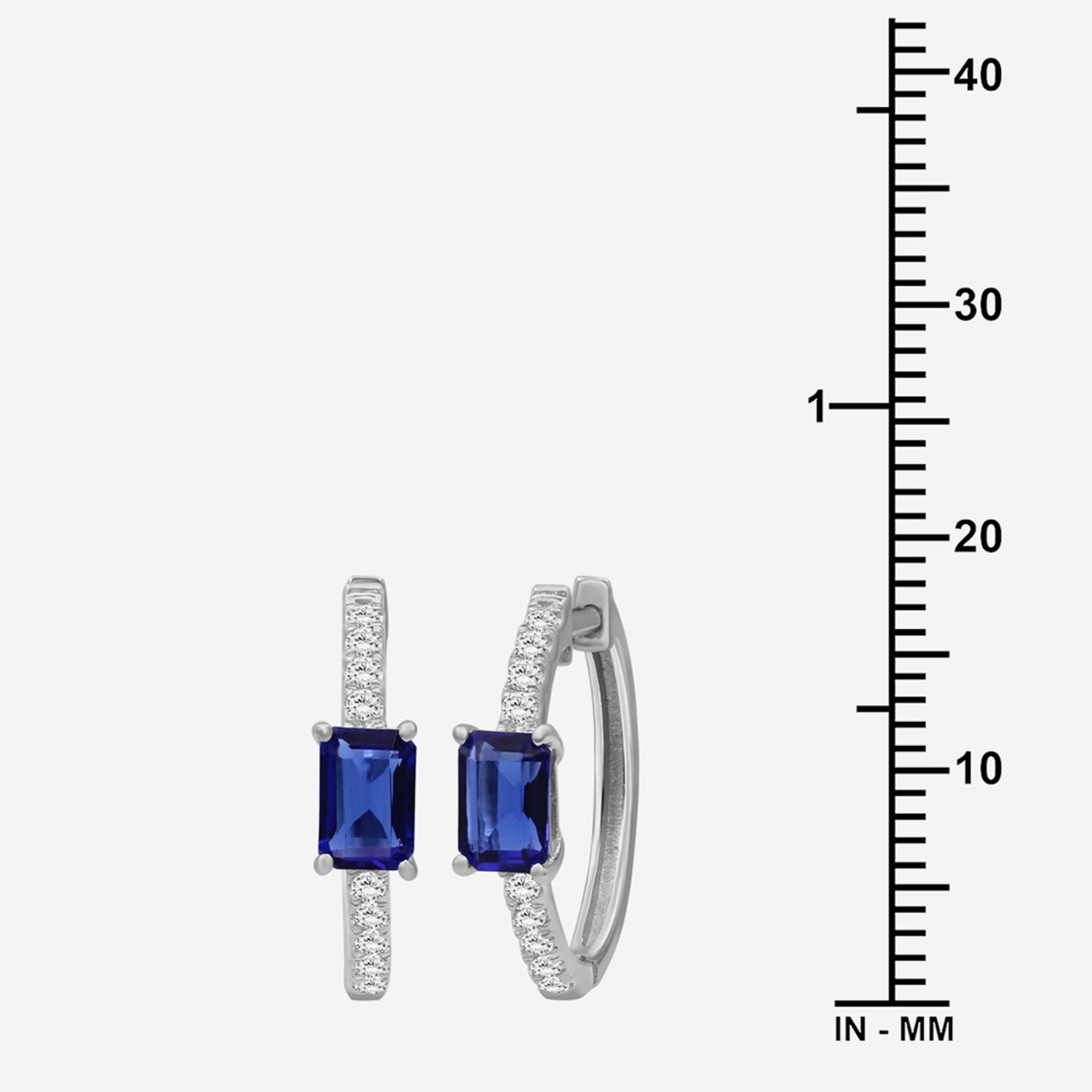 Womens Emerald-cut Gemstone & 1/4 CT. T.W. Lab-Grown Diamond 10K Gold 18.6mm Hoop Earrings