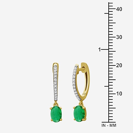 Womens Gemstone & 1/10 CT. T.W. Natural Diamond 10K Gold Oval Drop Earrings
