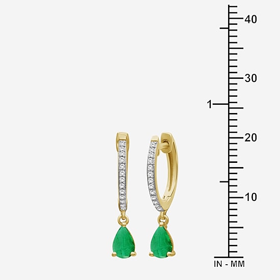 Womens Gemstone & 1/10 CT. T.W. Natural Diamond 10K Gold Pear Drop Earrings