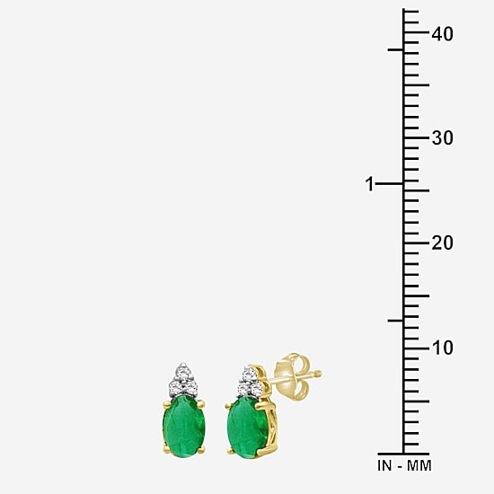 Diamond Accent Gemstone 10K Gold 8.9mm Oval Stud Earrings