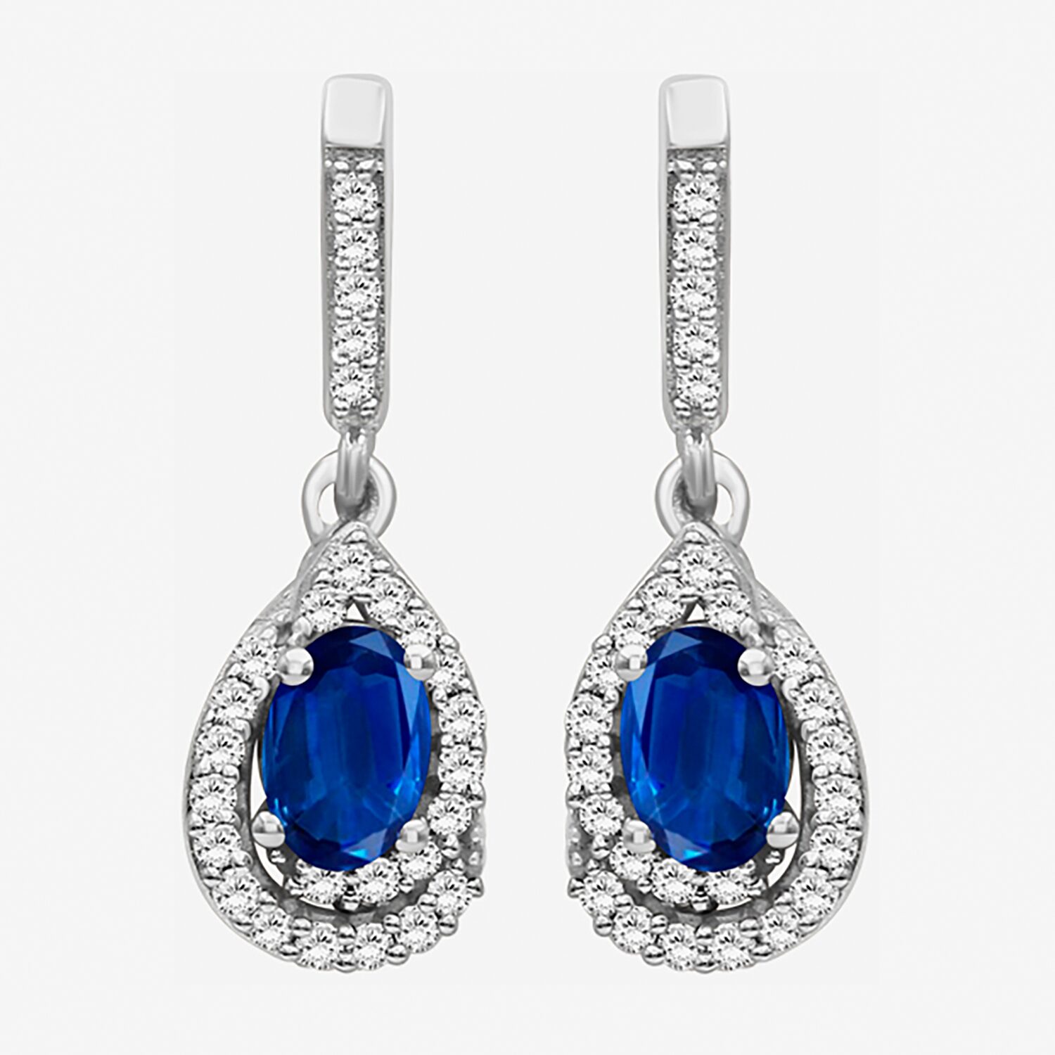Womens Gemstone & 1/6 CT. T.W. Natural Diamond 10K Gold Oval Drop Earrings